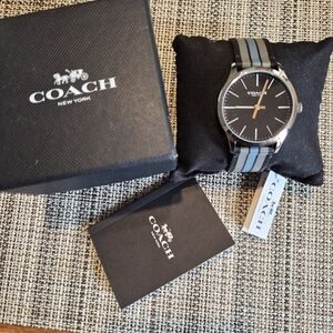 COACH Men's Stainless Steel Watch with Leather Band. New, Never Worn